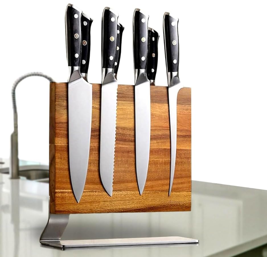 Korotos Magnetic Knife Holder, Home Kitchen Magnetic Knife Block, Multifunctional Magnetic Knife Stand, Magnet Knife Stand Double Sided Magnetic Holder, Wood