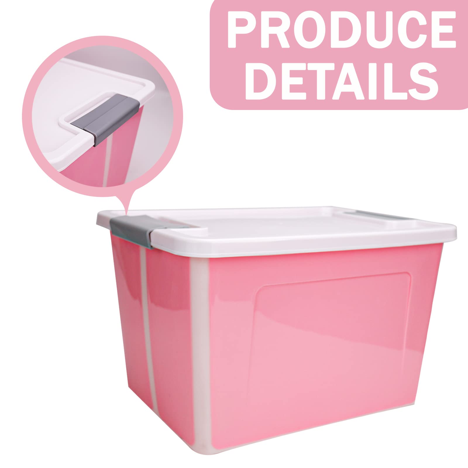 Paieshxi 92 Qt Large Pink Storage Bins with Lids, Collapsible Plastic Storage Containers Bins, Stackable Storage Bins Containers for Organizing, Waterproof Big Plastic Storage Box for Home Office