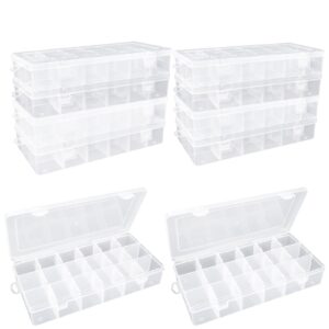 ldhhyh 10 pack 18 grids plastic organizer box with adjustable dividers, clear storage box container for craft jewelry bead tackle small parts storage - 9.1 x 4.6 x 1.6 inch