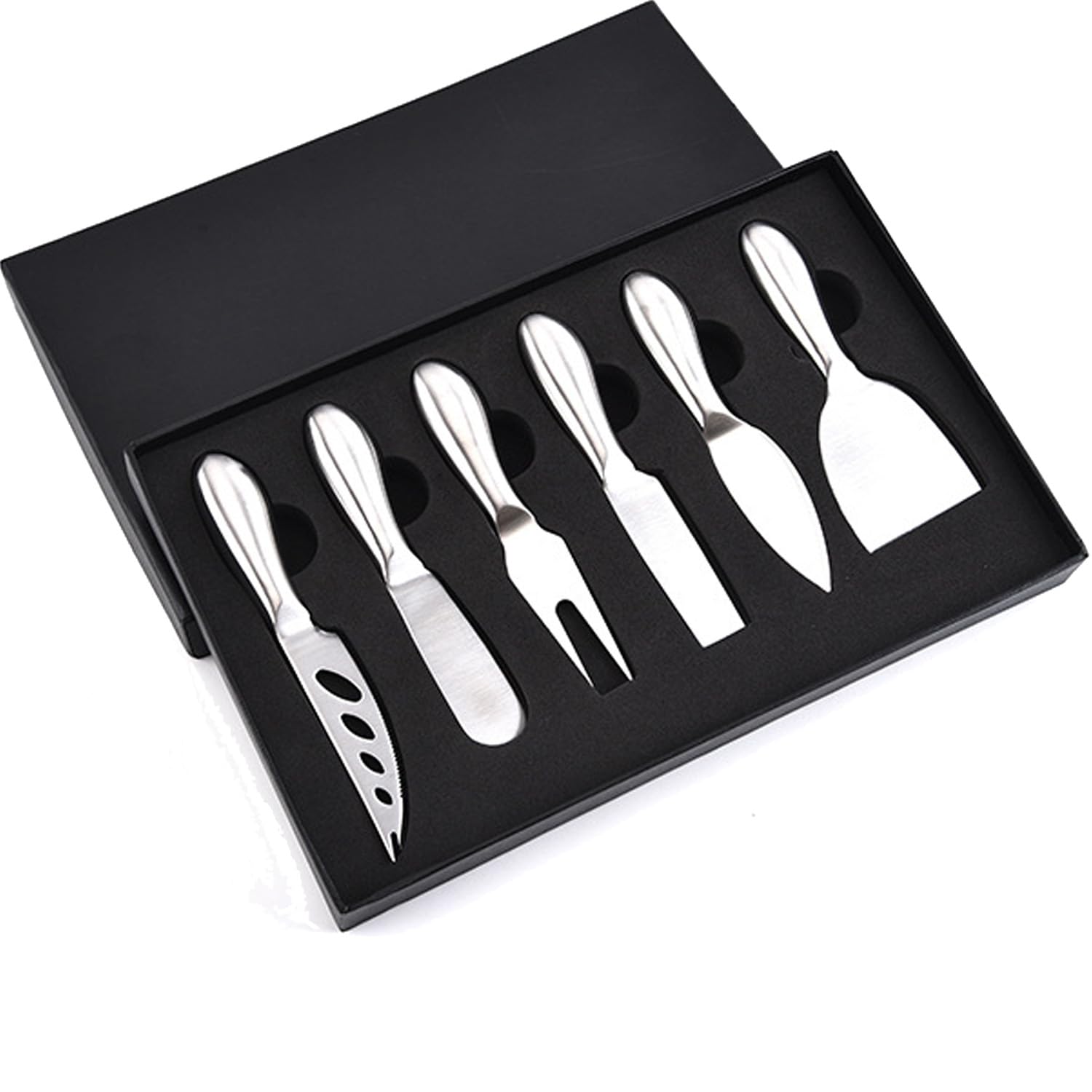 DBZQSCW 6-Piece Cheese Knife Set, Premium Stainless Steel Cheese Knives with Gift Box, Cheese and Charcuterie Board Collection matching tools(6pcs)