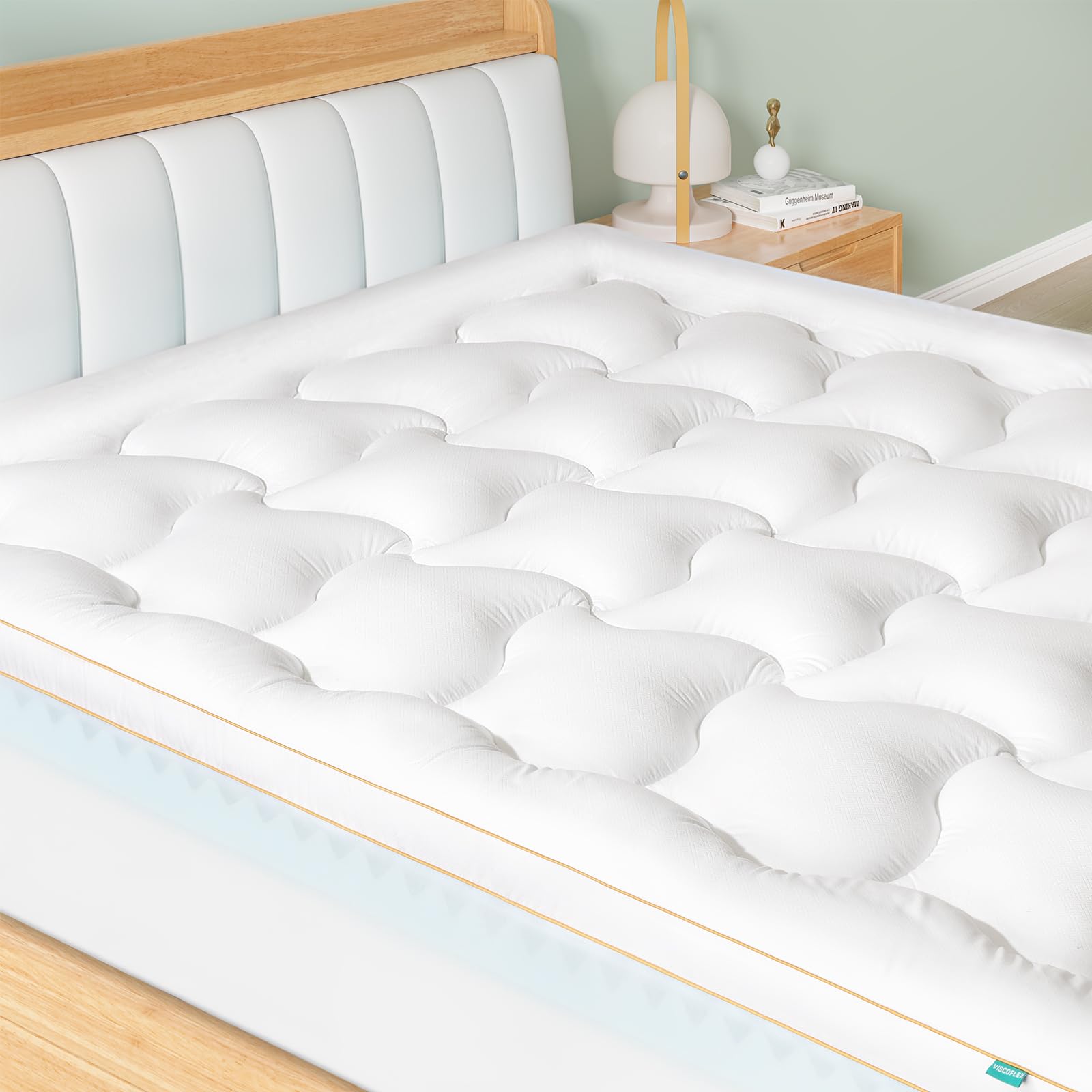 VISCOFLEX Dual Layer 4 Inch Foam Twin Mattress Topper - 2 Inch Egg Crate Firm Mattress Topper and 2 Inch Down Alternative Pillow Top Mattress Pad with 8-21 Inch Deep Pocket, Ultra Comfy Support