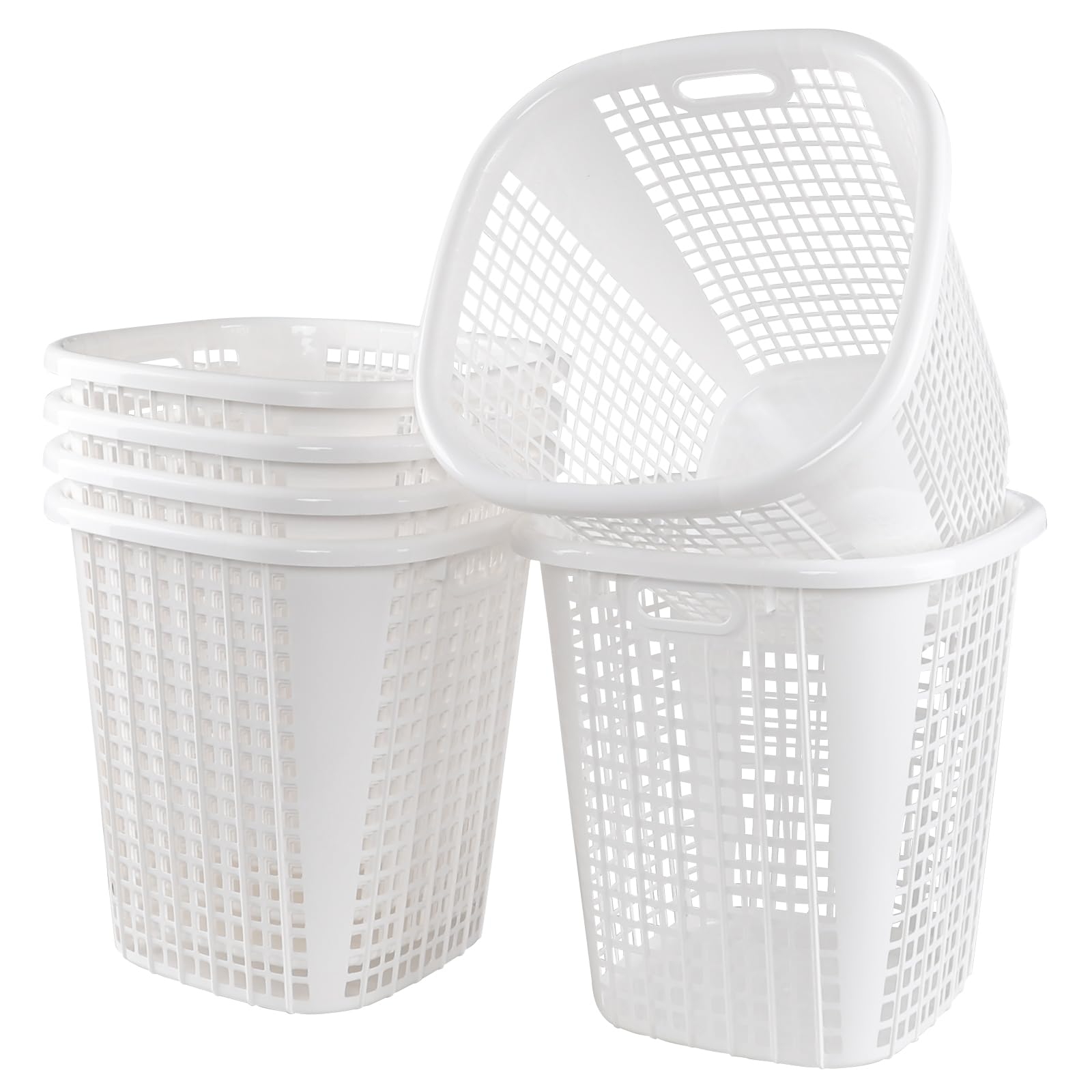 Afromy 6-Pack 45 L Plastic Laundry Basket, 16.54" Tall Clothes Hamper for Clothes, Towels＆Toys in the Family and Dorm, White