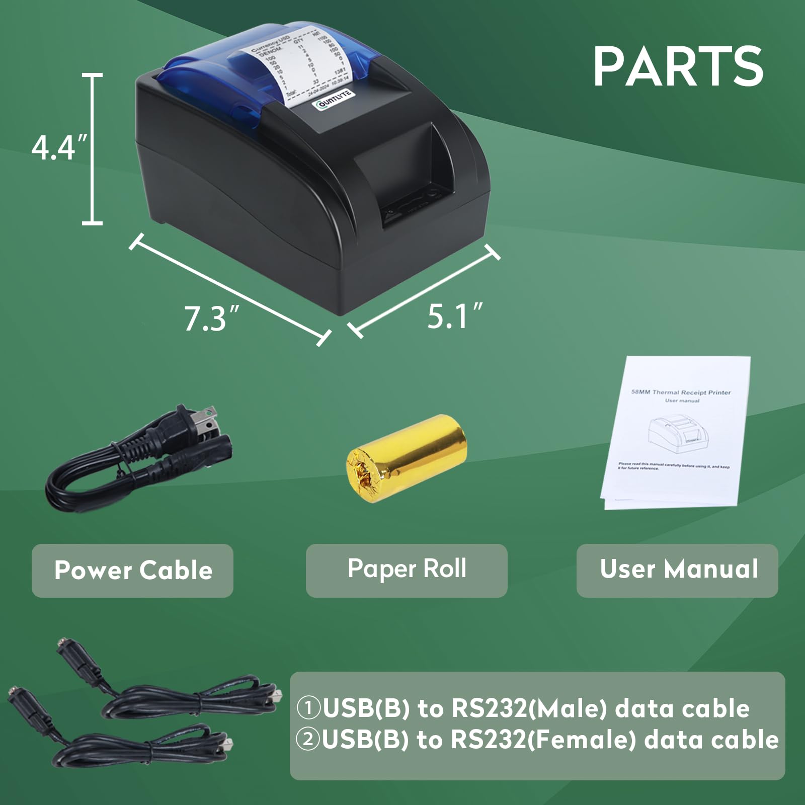 Countlyte 58mm Thermal Receipt Printer for Mixed Denomination Money Counter Machine,POS Printer