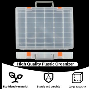 LOYORTY 2 Pack 48 Grids Clear Plastic Organizer Box with Removable Divider, Bead Organizers and Storage, Tackle Box Organizer for Bead, Nail, Jewelry, DIY Crafts