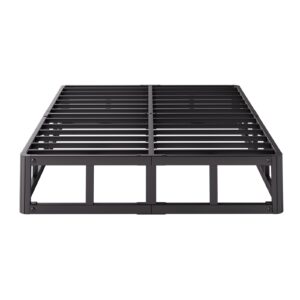 Askeld Queen Bed Frame, 9 Inch High Metal Box Spring with More Steel Slats Support, Sturdy Platform Bedframe Low to Floor, 3500 Lbs Weight Capacity Heavy Duty Mattress Base, Easy Assembly, Black