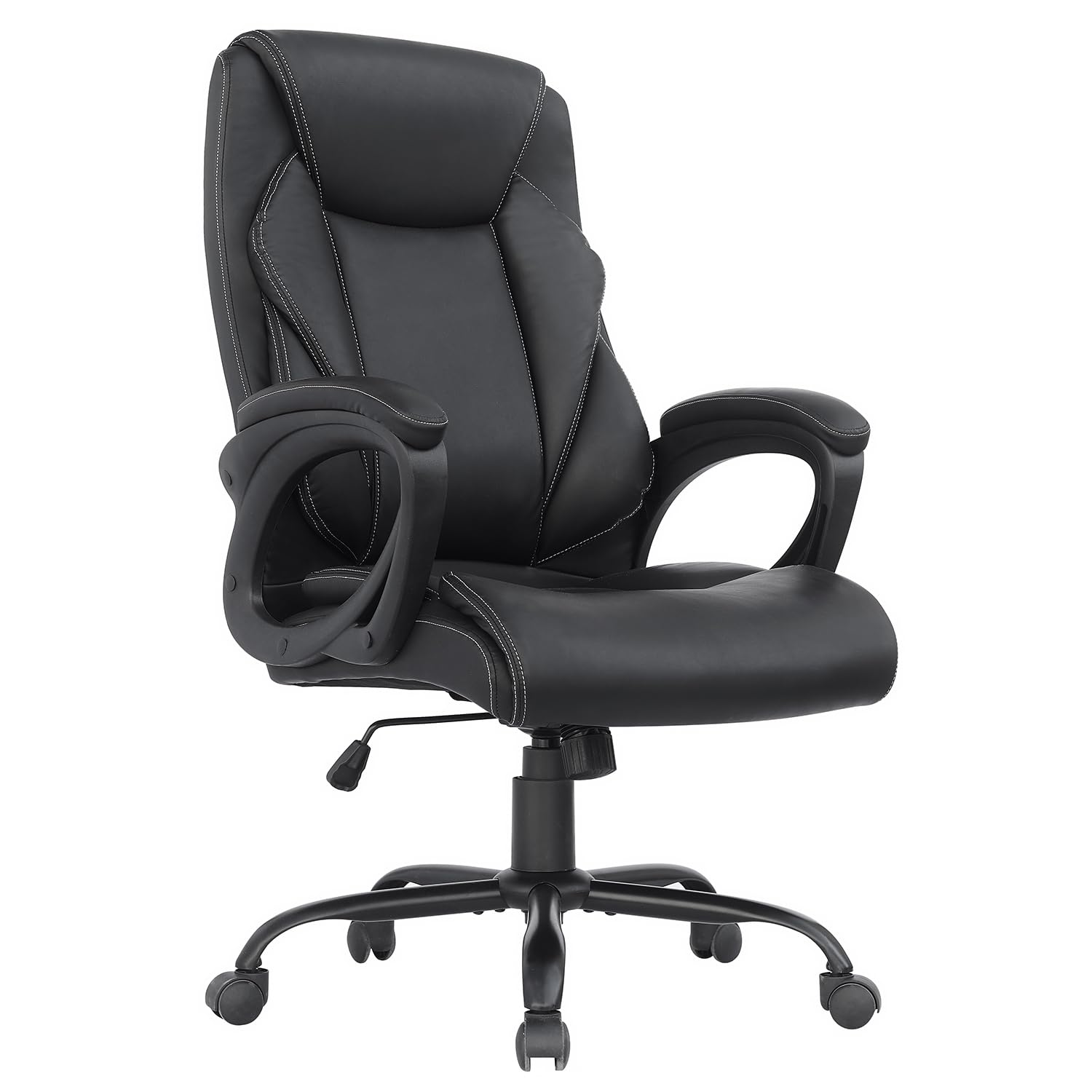 ELABEST Ergonomic Office Chair,Big and Tall Leather Office Chair,Comfortable Executive Office Chair,High Back,Computer Desk Chair, Modern Office Chair,Comfy Office Chair with Padded Armrests, Black