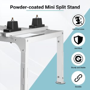 Eastrexon Mini Split Ground Stand, Adjustable Anti-Vibration Mini Split Stand w/ 400LBS Load Capacity, Heavy Duty AC Stand for 9,000-18,000 BTU Ductless Mini Split Air Conditioner Heat Pump