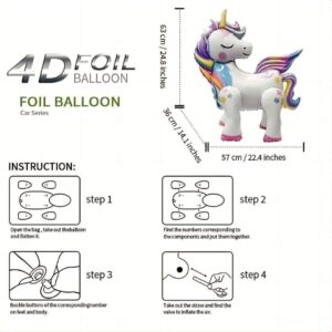 5 Pcs Self Standing Unicorn Balloons 3D Rainbow Balloon Star Balloons Unicorn Party Supplies Foil Unicorn Balloons For Unicorn Birthday Party Decorations