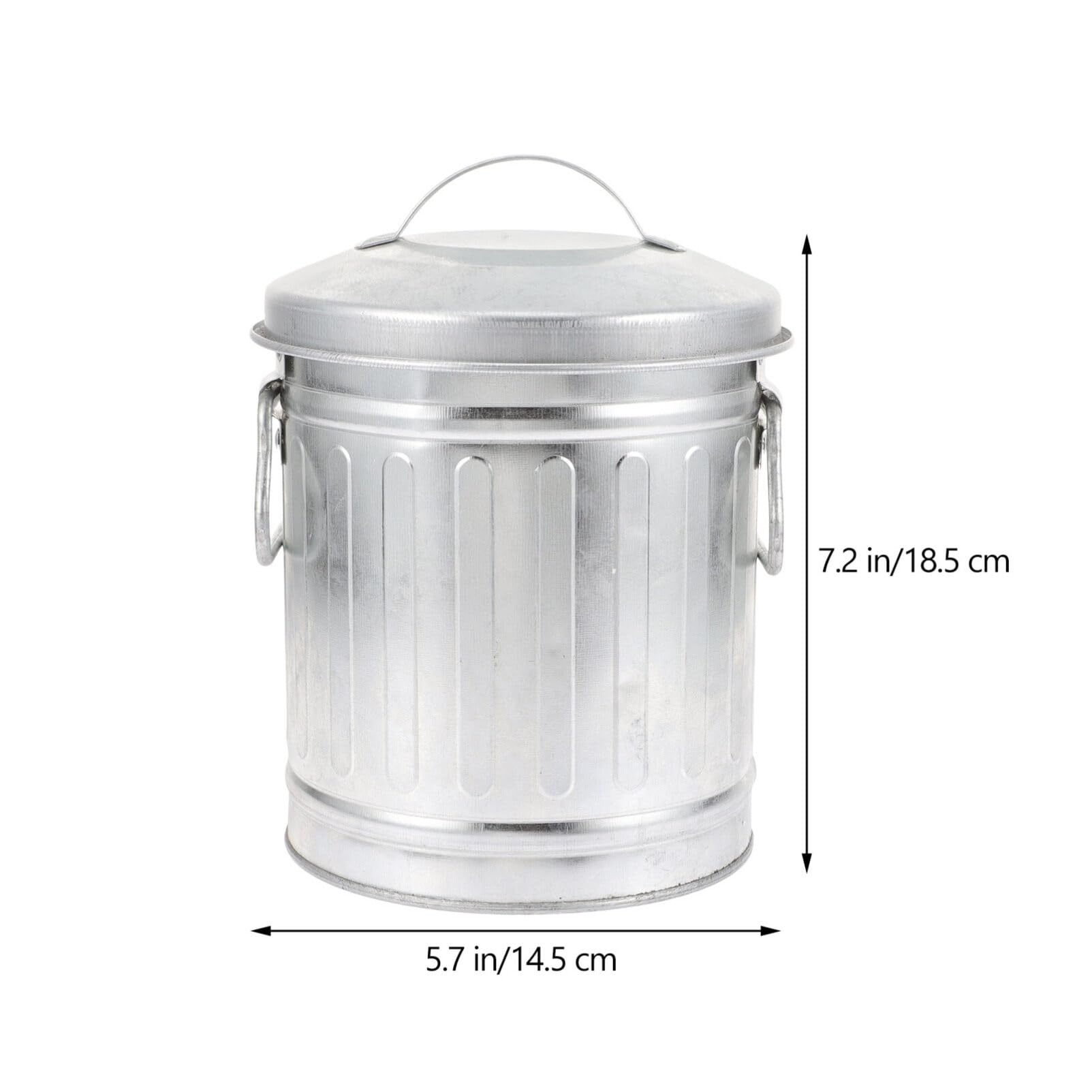 WRITWAA 1Pc Mini Desktop Iron Wastebasket, Decorative Bucket Shaped Rubbish Bin with Cover, Small Trash Bin Bedside Garbage Can Trash Bin for Vanity, Bedroom, Kitchen