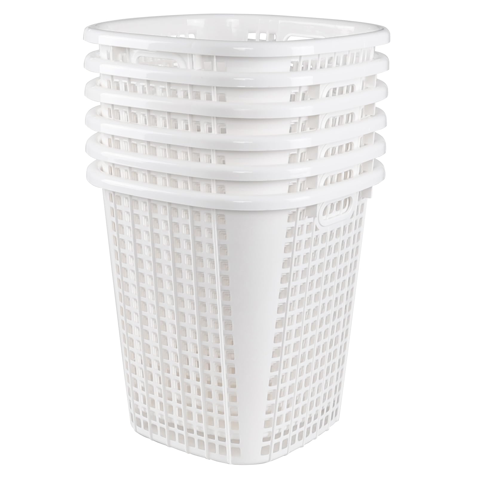 Afromy 6-Pack 45 L Plastic Laundry Basket, 16.54" Tall Clothes Hamper for Clothes, Towels＆Toys in the Family and Dorm, White