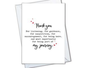 thank you cards for teacher, appreciation card for nurse, therapist, doctor, coach, doula, midwife, surgeon, mentor, professor, wedding guest thanks notes (listening & guidance)