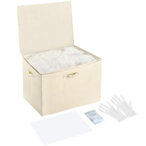 BlissfulAbode Wedding Dress Box - Wedding Dress Preservation Box with 20 Sheets of Acid Free Tissue Paper for Wedding Dress Storage Box Kit,Heirloom Wedding Gown Storage Box - Bride Musthaves