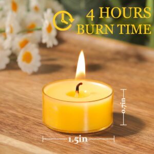 Capaniel 36 Packs Beeswax Tealight Candles- 4 Hour Burn Time Pure Beeswax Candles- Burn Evenly and Clean- Beeswax Candles Bulk Smokeless Beeswax Tea Lights for Relaxing Air Purification