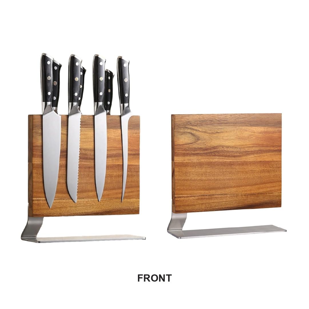 Korotos Magnetic Knife Holder, Home Kitchen Magnetic Knife Block, Multifunctional Magnetic Knife Stand, Magnet Knife Stand Double Sided Magnetic Holder, Wood