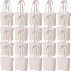 generic 10×8×3 inch - small canvas tote bags for kids mini gift bags bulk for painting diy arts & crafts thick fabric bland bags (20, beige)