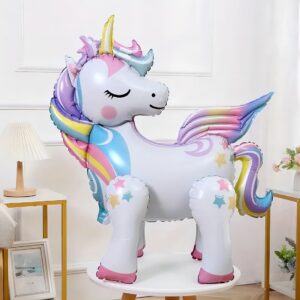 5 Pcs Self Standing Unicorn Balloons 3D Rainbow Balloon Star Balloons Unicorn Party Supplies Foil Unicorn Balloons For Unicorn Birthday Party Decorations