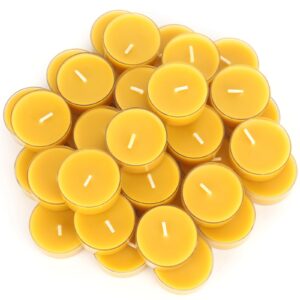 capaniel 36 packs beeswax tealight candles- 4 hour burn time pure beeswax candles- burn evenly and clean- beeswax candles bulk smokeless beeswax tea lights for relaxing air purification