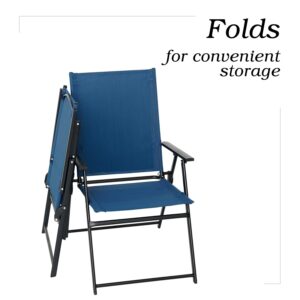 Virvla Patio Folding Chairs, Outdoor Portable Dining Chairs for Lawn Garden and Porch,Set of 2 - Dark Blue