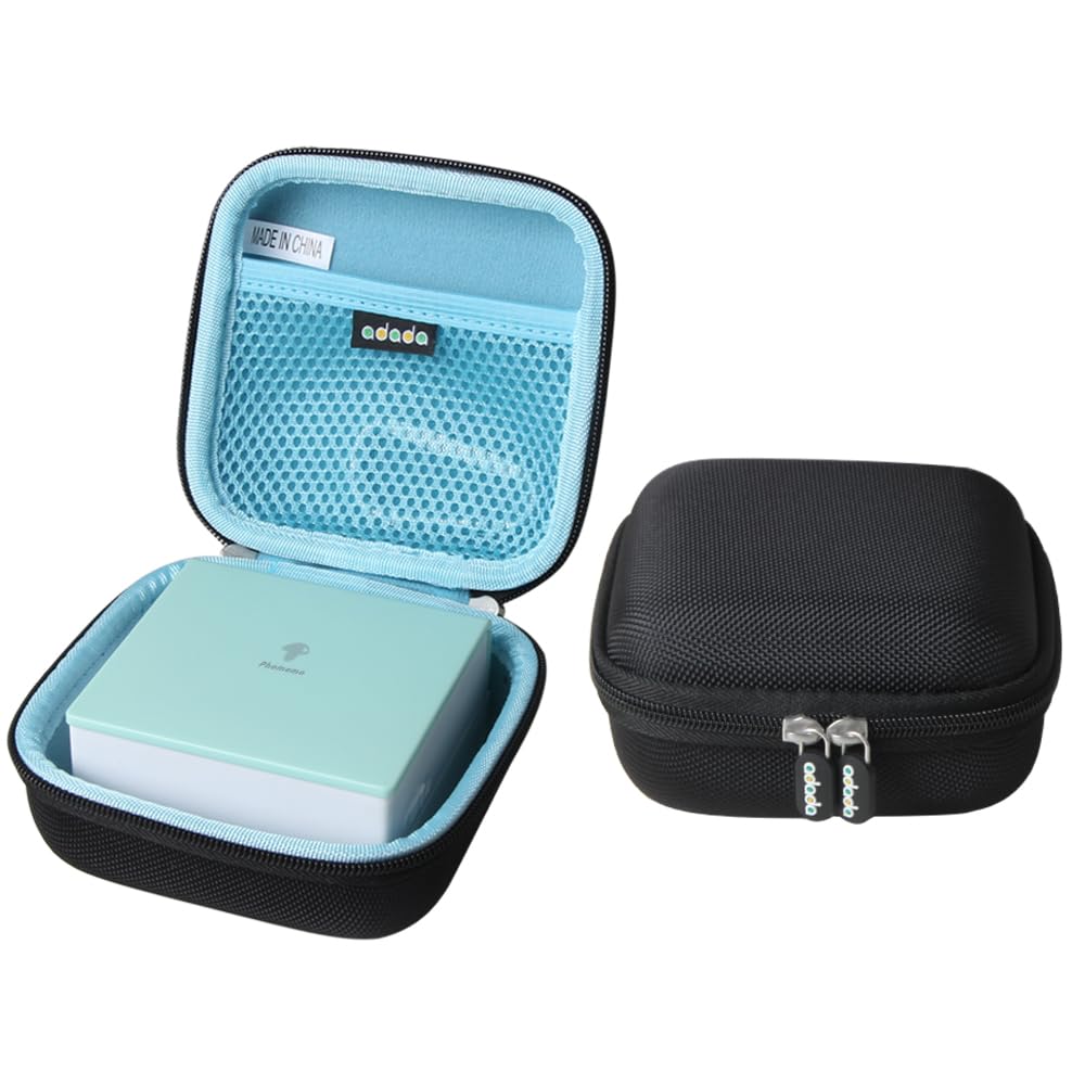 Adada Hard Travel Case for Phomemo M02 / Phomemo M02 Pro/Phomemo M02S Pocket Printer (Black Outside + Light Blue Inside)