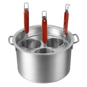 pasta cooker insert set stainless steel pasta pot with strainer basket multipots cooking tool for noodles dumplings pasta for home kitchen restaurant,3 holes