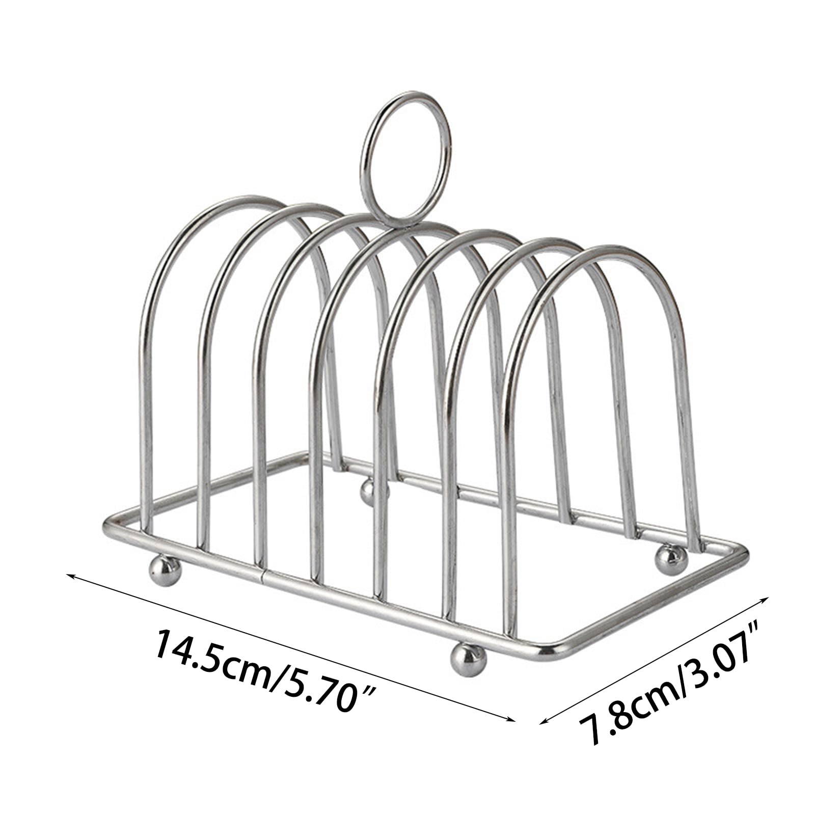 JAGTRADE Toast Bread Rack Stainless Steel Bread Holder Kitchen 6 Slices Bread Display Stand Lightweight Food Display Tool