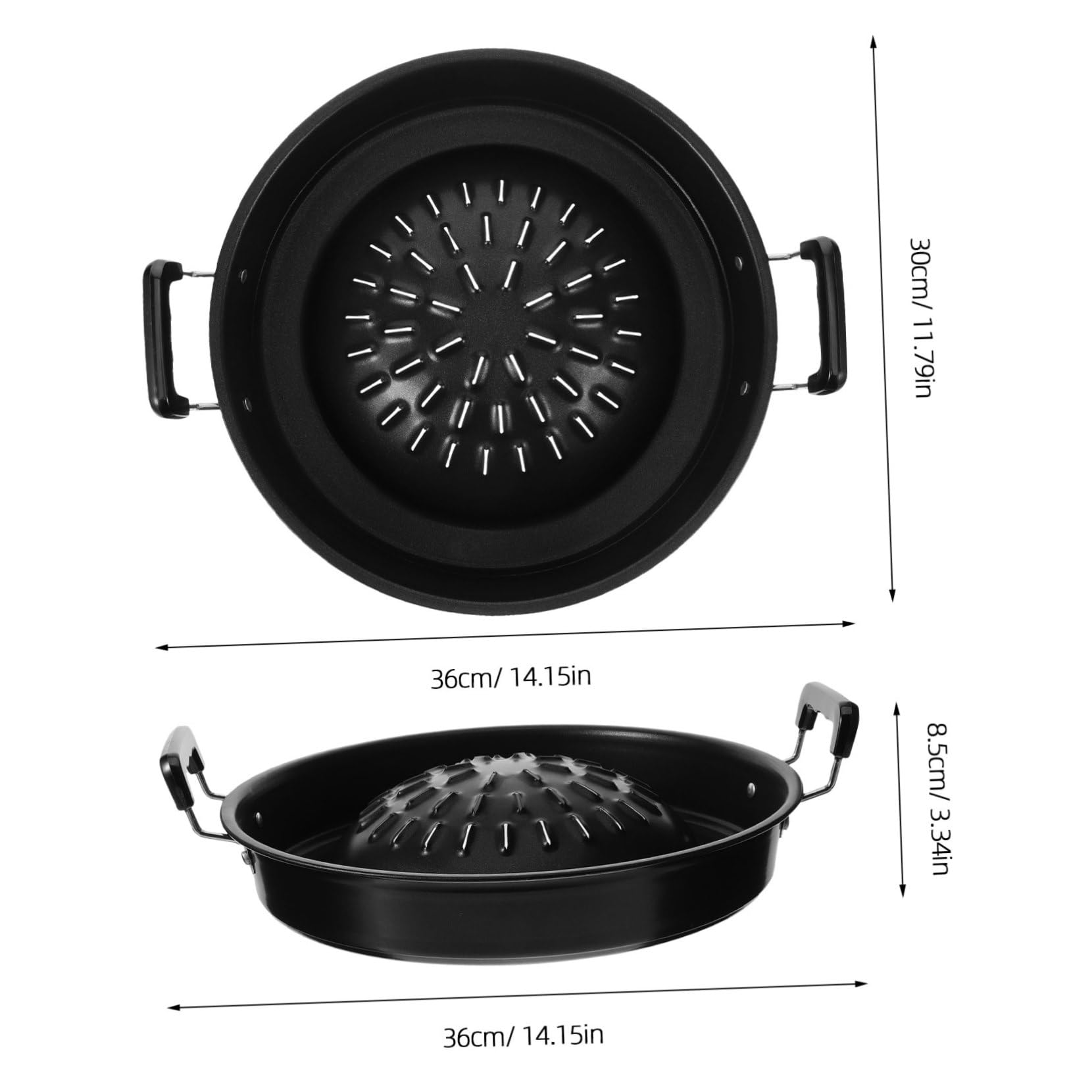 Ciieeo Korean BBQ Grill Pan Non-Stick Barbecue Pan Portable Thai Grilling Pan 30cm Stovetop Barbecue Tray Round Griddle Pan for Home Camping Picnics Restaurant Grilling