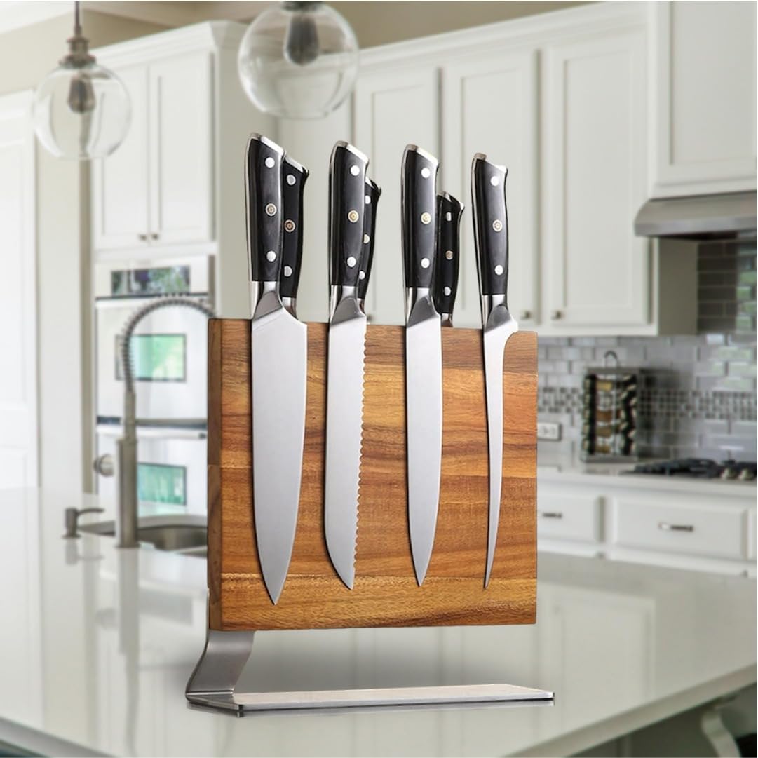 Korotos Magnetic Knife Holder, Home Kitchen Magnetic Knife Block, Multifunctional Magnetic Knife Stand, Magnet Knife Stand Double Sided Magnetic Holder, Wood