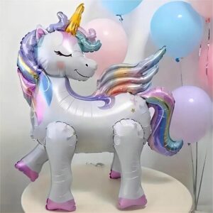 5 Pcs Self Standing Unicorn Balloons 3D Rainbow Balloon Star Balloons Unicorn Party Supplies Foil Unicorn Balloons For Unicorn Birthday Party Decorations