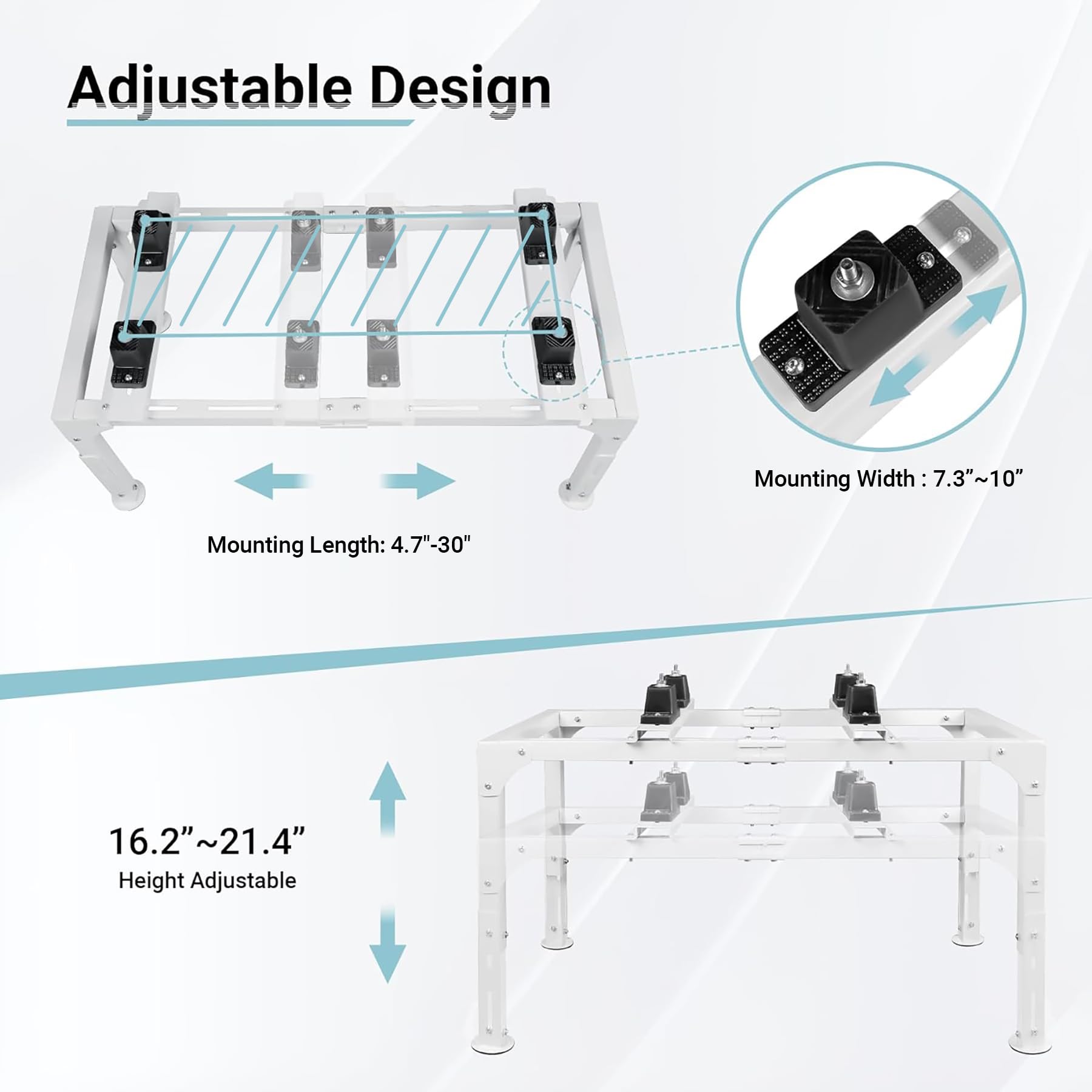 Eastrexon Mini Split Ground Stand, Adjustable Anti-Vibration Mini Split Stand w/ 400LBS Load Capacity, Heavy Duty AC Stand for 9,000-18,000 BTU Ductless Mini Split Air Conditioner Heat Pump