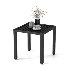 fadidio outdoor metal square side table patio end/coffee table for poolside, indoor outdoor side metal square coffee end table for garden living room bedroom pool balcony office finish - black