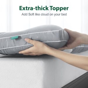 VISCOFLEX Mattress Topper King, Extra Thick Mattress Pad Cover for Back Pain, Thick Quilted Fitted Pillow Top King Bed Mattress Topper for Firm King Mattress，Grey