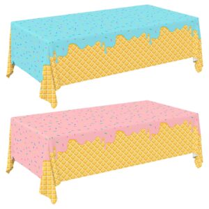 gatherfun ice cream party supplies: 2-pack ice cream birthday party decorations,disposable plastic tablecloth, ideal table cover for kids & girls birthday, baby shower & themed parties, 54 x 108 inch