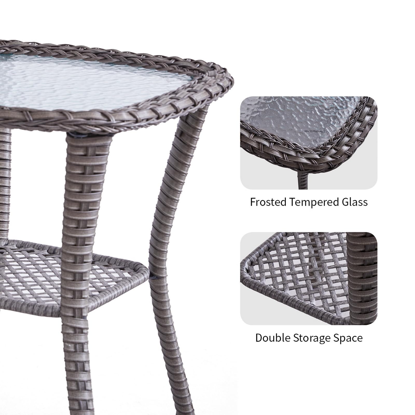 AOGROD Outdoor Swivel Rocker Patio Chairs Set, Wicker Rattan Glider Rocking Chairs Cushioned Seats, High Back and Deep Seating with Matching Side Table for Garden, Porch Deck or Backyard