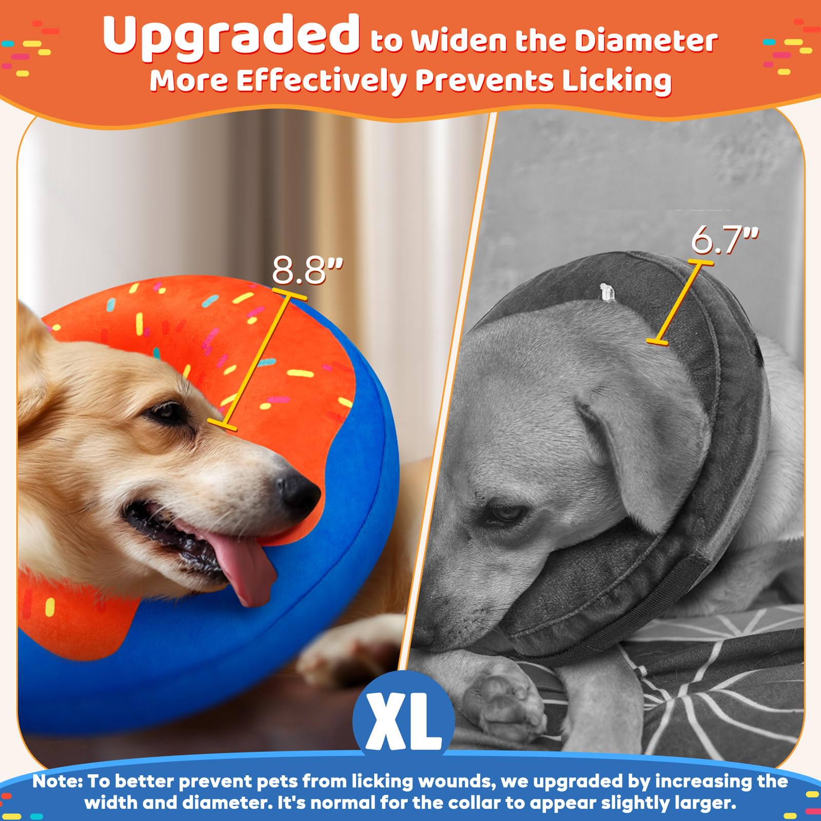 Gimars XL Inflatable Dog Cone Alternative After Surgery, Soft Dog Neck Donut Recovery Cone Collar, E Collar and Elizabethan Collar Alternative for Medium and Large Dogs, X-Large-Neck:18"-24"