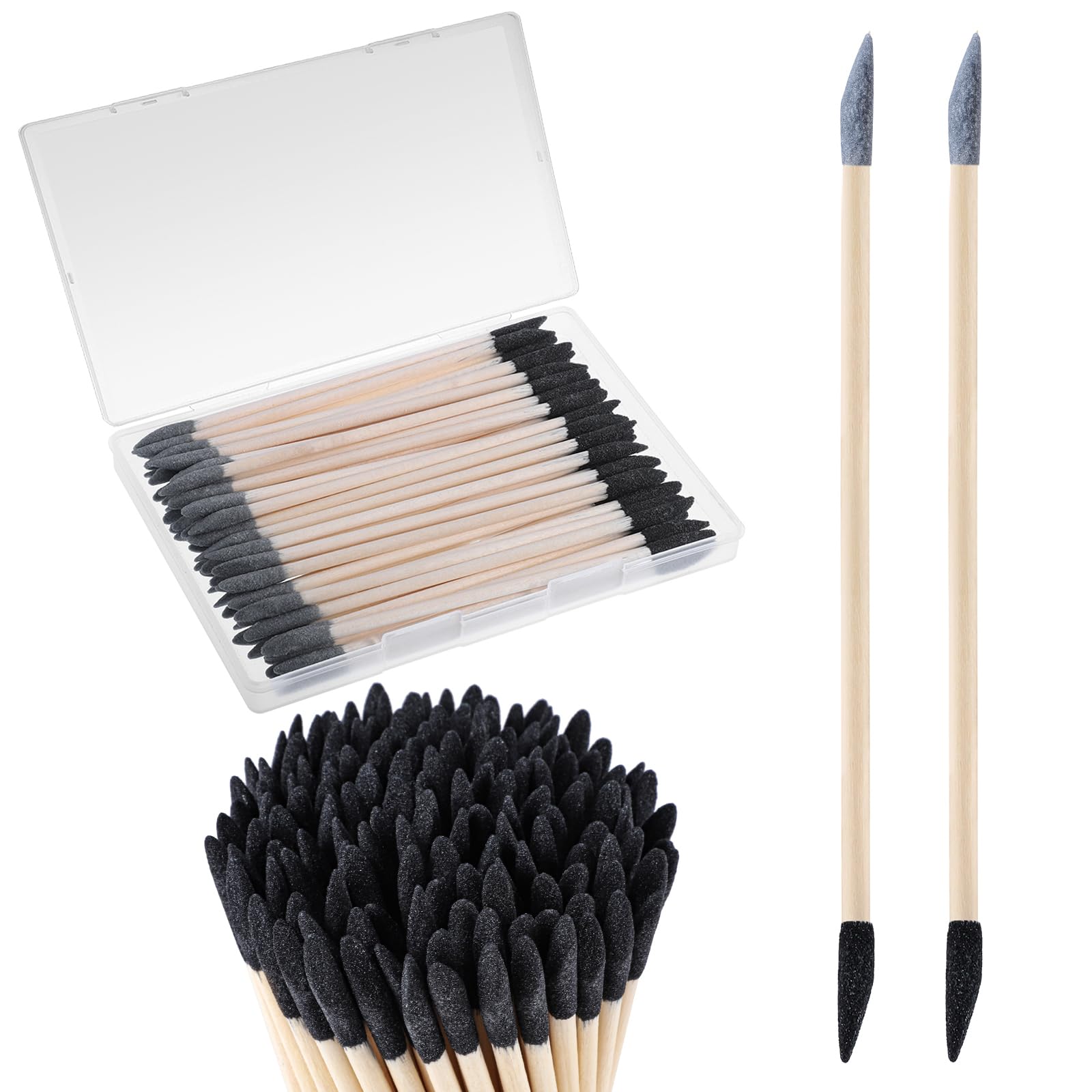 50 Pcs Sanding Sticks, Double End Matchsticks Fine Detailing Polishing Stick with Storage Box for Plastic Models Wood Hobby Woodworking, 120/280 Grit