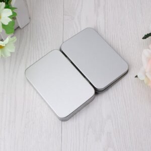 JAGTRADE Iron Box Small Metal Tin Silver Flip Storage Box for Case Organizer For Money Coin Candy, 8.8x6x1.8cm