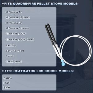 SRV7000-462 Igniter for Quadra Fire Mt Vernon AE, Castile, Santa Fe, Classic Bay 1200, Heatilator Eco-Choice CAB50, PS35, PS50 Pellet Stove and Pellet Stove Parts, 812-3811 Ignitor Replacement