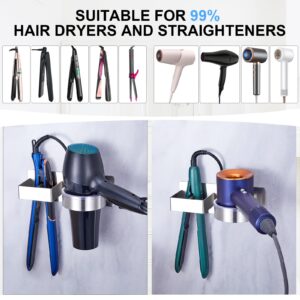 Hair Dryer Holder Wall Mount Hair Tool Organizer, Stainless Steel Hair Dryer Straightener Holder, Bathroom Blow Dryer Holder, Adhesive Curling Iron Holder, Hairdryer Holder Storage Barber Shop Hotel