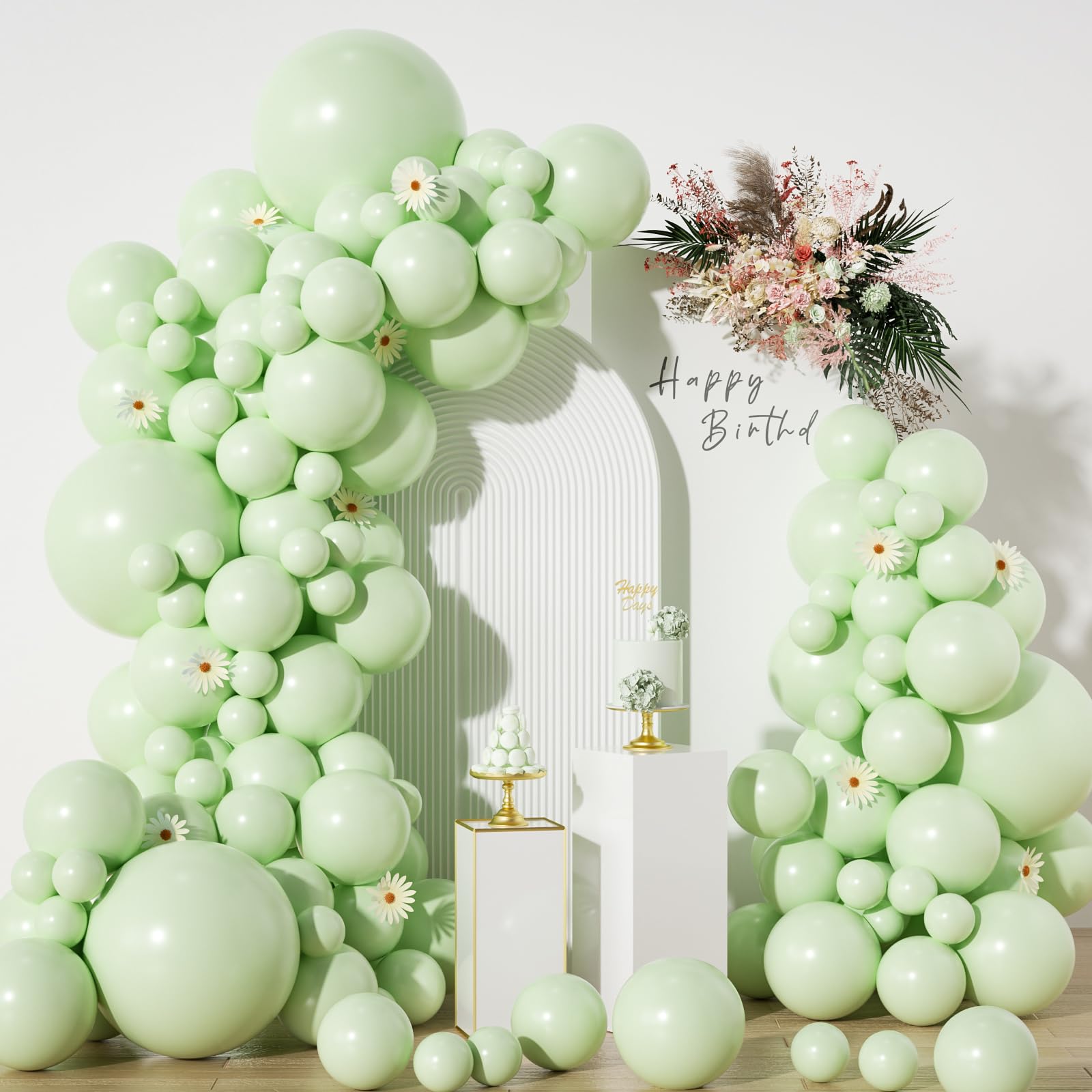 Pastel Green Balloons in different sizes 5 10 12 18inch-134pcs Pastel Green Balloons for Garland Arch，Baby Shower Graduation Wedding Anniversary Gender Reveal Birthday Party Decorations