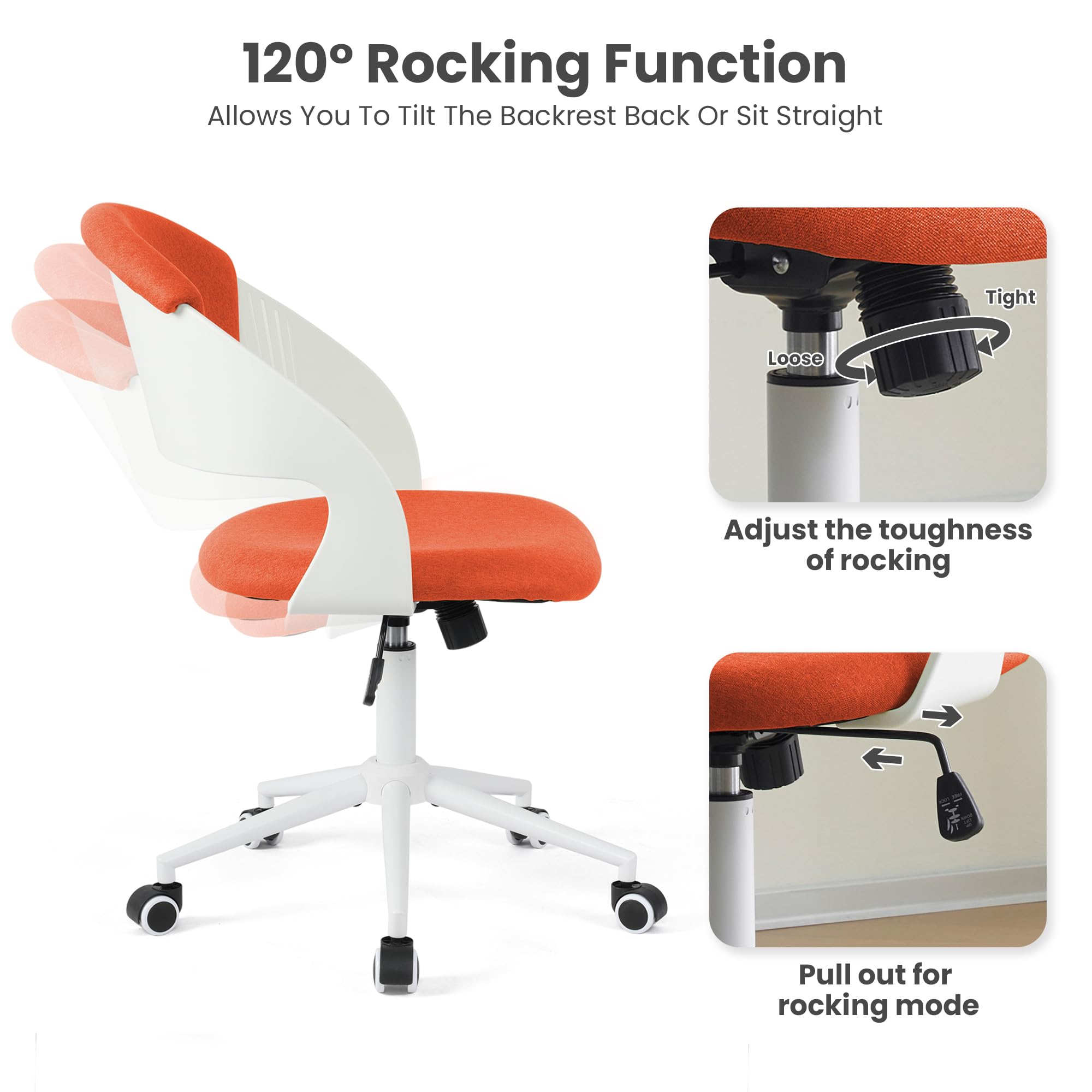 HYLONE Kids Desk Chair Set of 2, Cute Study Chair for Boys Girls Height Adjustable, Swivel Computer Task Student Chairs for Growing Teen, Office Chair for Home/School/Office, Orange