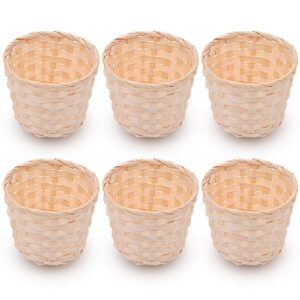 6pcs mini woven baskets without handles for party favors crafts decor (7. 5x6cm)