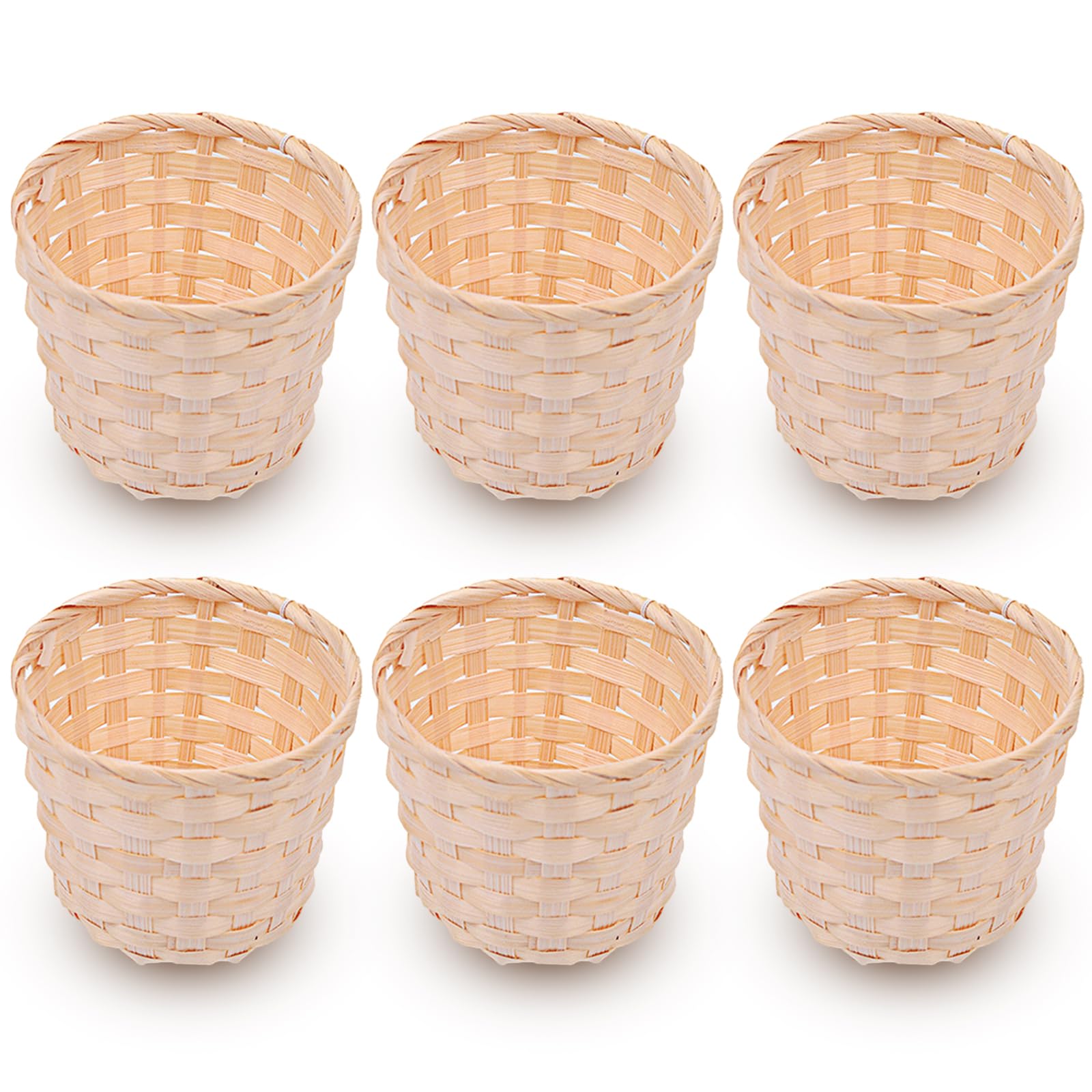 6PCS Mini Woven Baskets Without Handles for Party Favors Crafts Decor (7. 5x6cm)