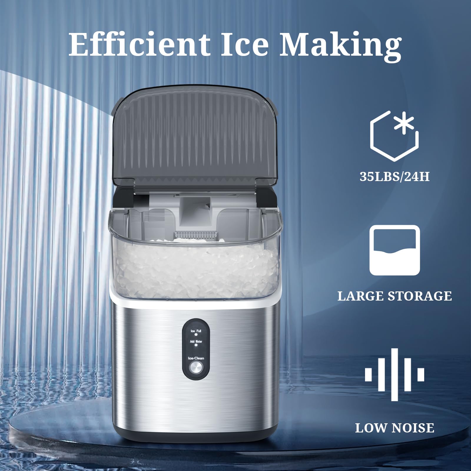 Antarctic Star Nugget Ice Maker Countertop - Chewable ice, Pebble Ice Maker Machine, 35lbs/24h, Auto-Cleaning Countertop Ice Machine, One Button Operation Ice Maker for Party/Home/Camping…