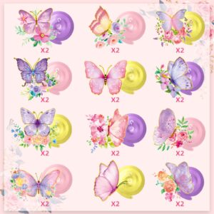 32Pcs Butterfly Party Decorations, Butterfly Hanging Swirl Decorations Pink and Purple Hanging Butterfly Decorations for Spring Summer Garden Butterfly Baby Girl Birthday Decorations