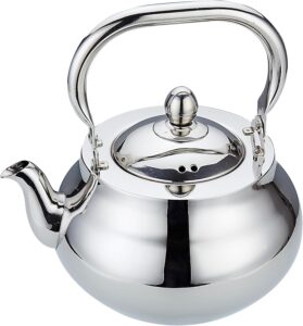 sanqiahome stainless steel teapot with removeable infuser 71 oz (2000ml) thickened mirror polished stovetop tea maker for herbal and infusion