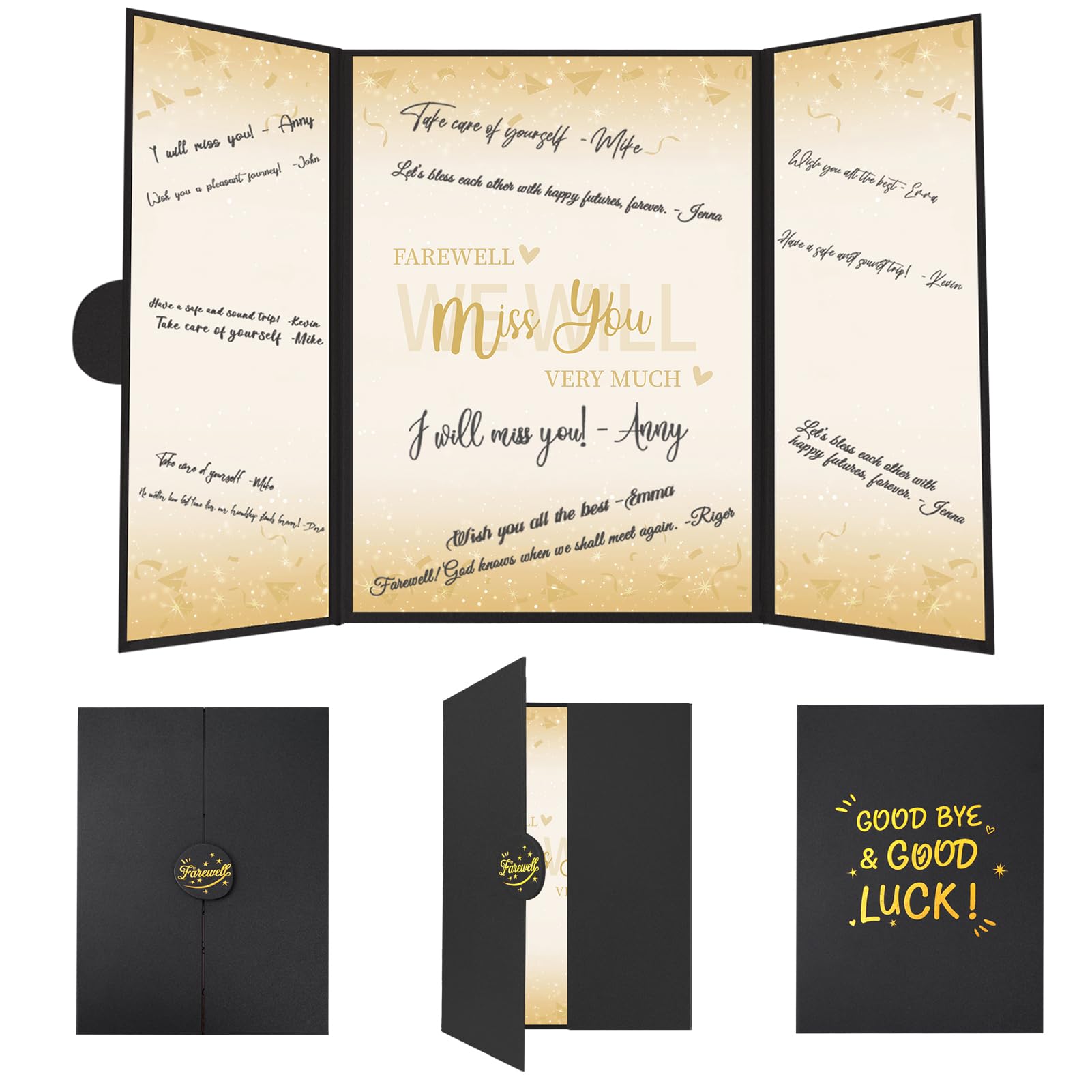 Vlipoeasn Black Gold Farewell Party Decorations, We Will Miss You Farewell Party Guest Book Alternative Signature Book, Retirement Going Away Gifts for Men, Women, Coworkers, Farewell Party Supplies