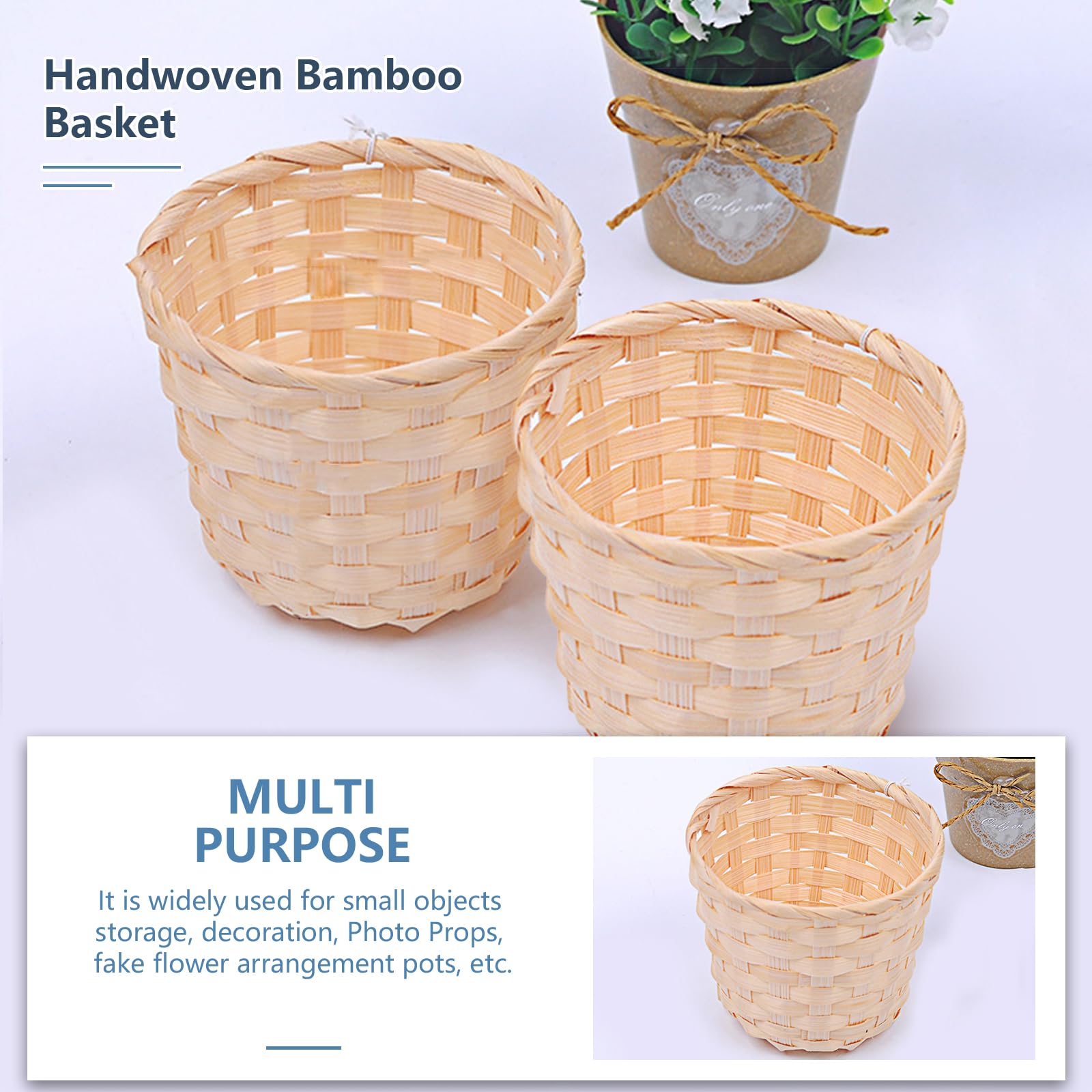 6PCS Mini Woven Baskets Without Handles for Party Favors Crafts Decor (7. 5x6cm)