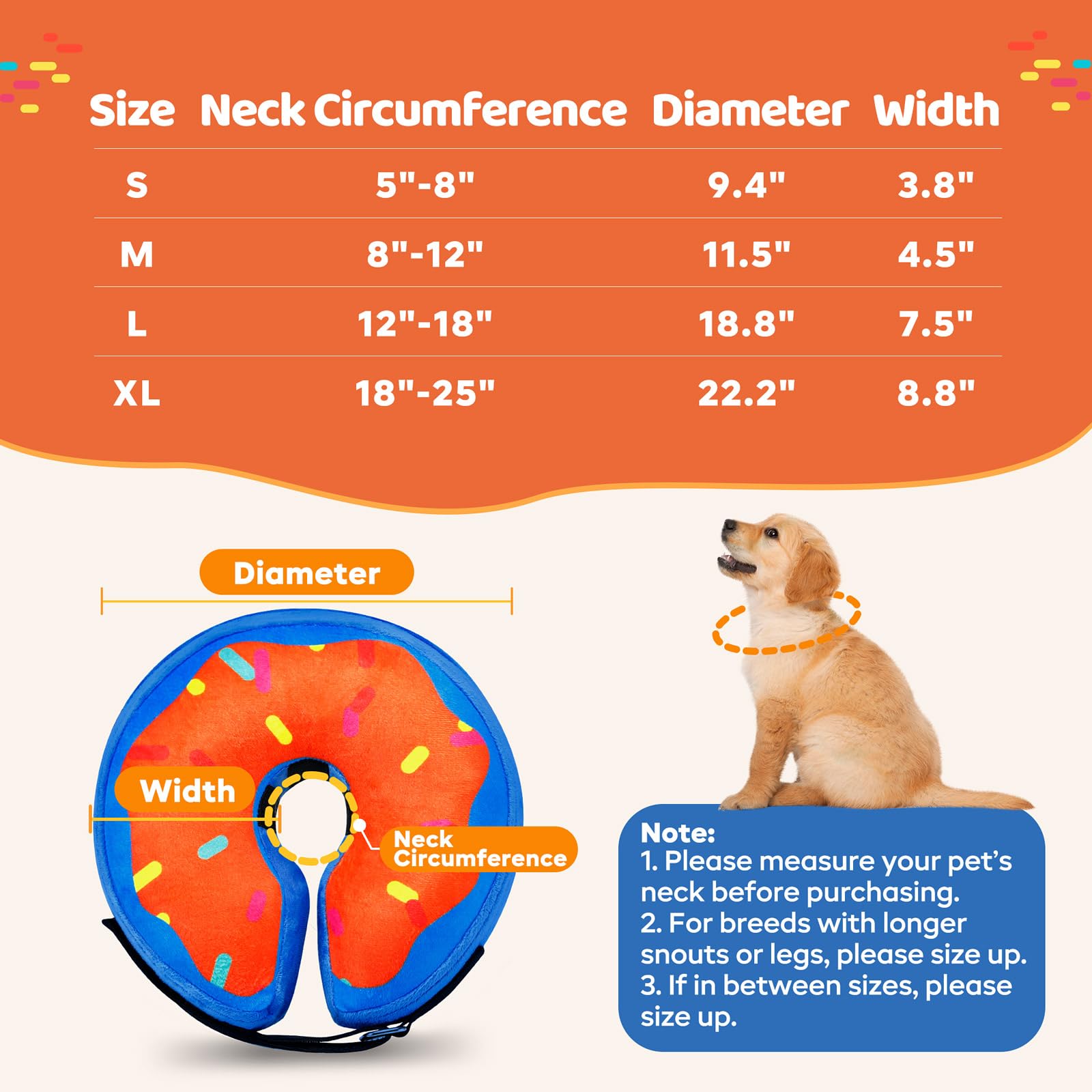 Gimars XL Inflatable Dog Cone Alternative After Surgery, Soft Dog Neck Donut Recovery Cone Collar, E Collar and Elizabethan Collar Alternative for Medium and Large Dogs, X-Large-Neck:18"-24"