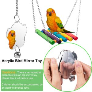 Bird Toys for Parakeets 7Pcs, Wood Parrots Toys Budgie Toys for Bird Cage Accessories, Bird Perch Swings for Small Birds Toys, Conure Cockatiel Toys, Bird Ladder Swing for Parakeets Climbing 18''