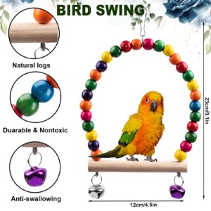 Bird Toys for Parakeets 7Pcs, Wood Parrots Toys Budgie Toys for Bird Cage Accessories, Bird Perch Swings for Small Birds Toys, Conure Cockatiel Toys, Bird Ladder Swing for Parakeets Climbing 18''